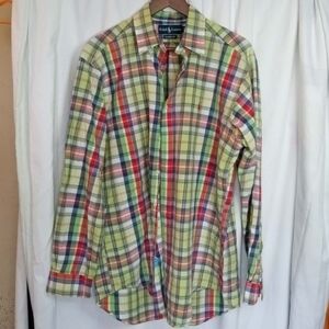 Ralph Lauren Medium Plaid Button-Up Shirt Red Lime Navy Summer Spring Preppy